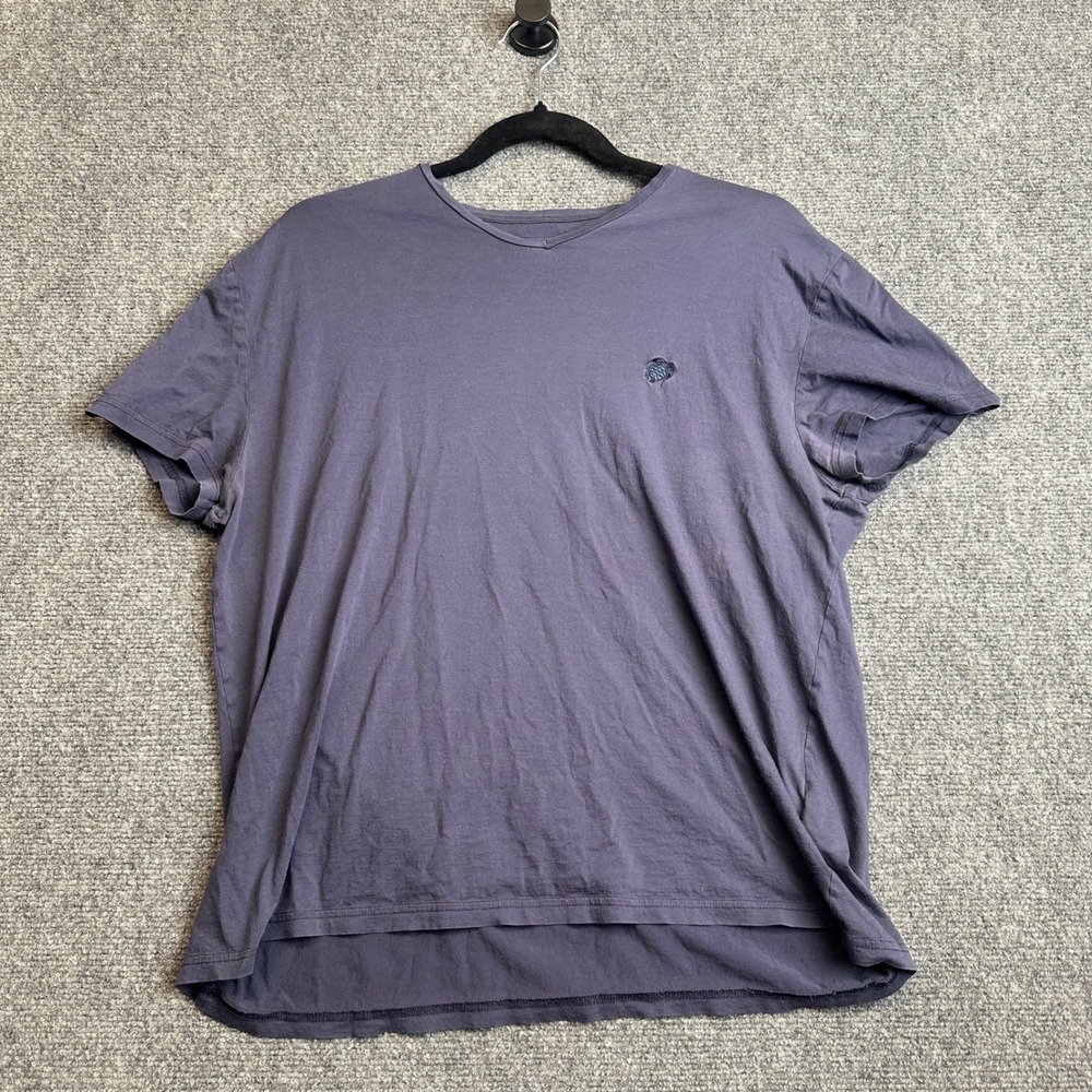Vilebrequin T-Shirt Mens XXL Blue Turtle Logo V-Neck Cotton Luxury Summer Tee